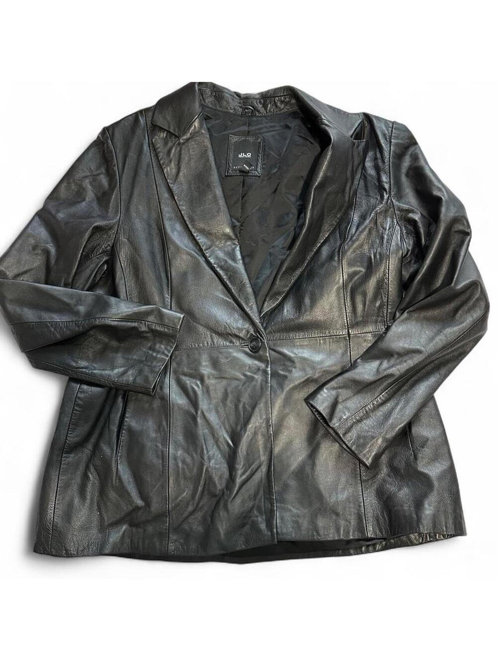 JLC New York Women's Black Leather Blazer Jacket XL
